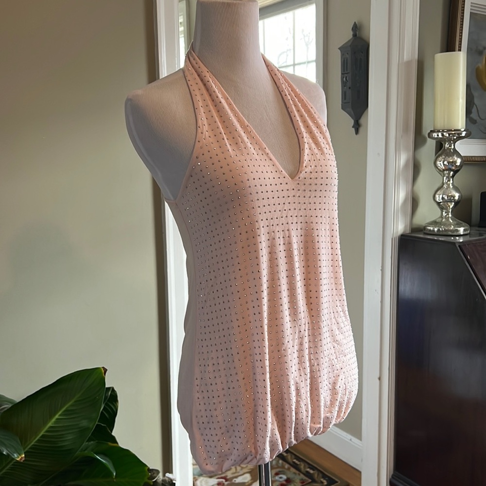 New, never worn Venus halter the palace, pink with small silver rivets/sparkle